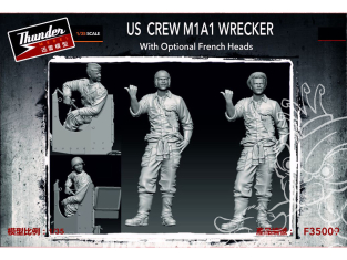 Thunder Model maquette militaire F35009 Équipage U.S. M1A1 wrecker têtes françaises optionnelles 1/35