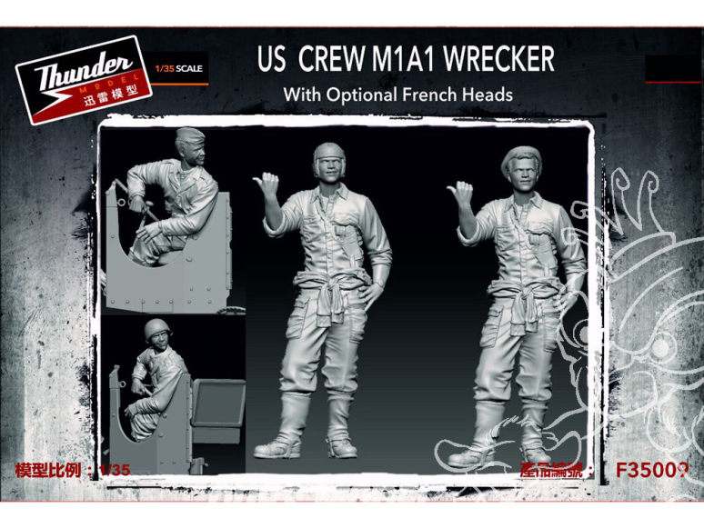Thunder Model maquette militaire F35009 Équipage U.S. M1A1 wrecker têtes françaises optionnelles 1/35