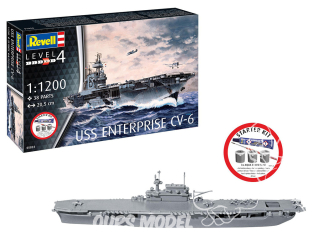 Revell maquette bateau 75824 Starter Kit USS Enterprise CV-6 avec accessoires de base 1/1200