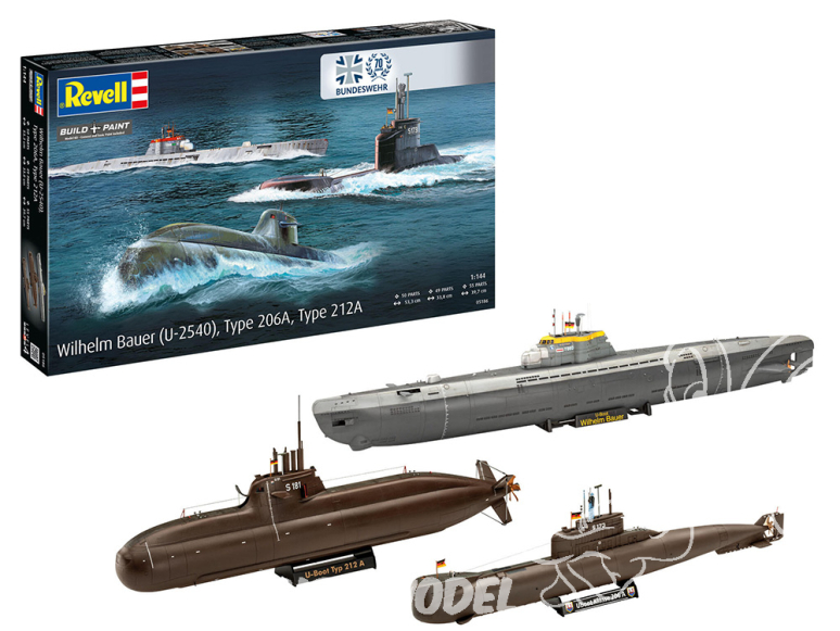 Revell maquette sous marin 05186 70 Years Bundeswehr:Wilhelm Bauer,Type 206A,Class2 1/144