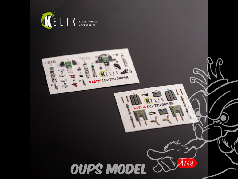 Kelik K48130 Autocollants 3D intérieurs du Jas-39 D pour kit Italeri 1/48