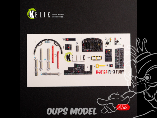 Kelik K48124 Autocollants 3D intérieurs du FJ-3 pour kit Zimi Model et KittyHawk 1/48