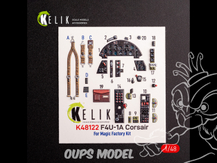Kelik K48122 Autocollants 3D intérieurs du F4U-1A Corsair pour kit Magic Factory 1/48