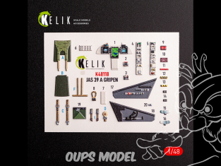 Kelik K48118 Autocollants 3D intérieurs du Jas-39 A pour kit Italeri 1/48