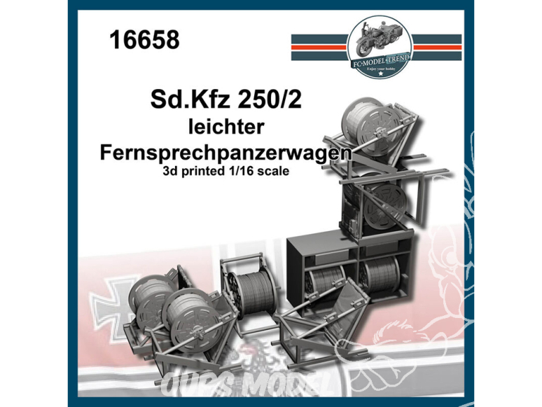 FC MODEL TREND accessoire résine 16658 Sd.Kfz 250/2 leichter Fernsprechpanzerwagen pose de cables 1/16