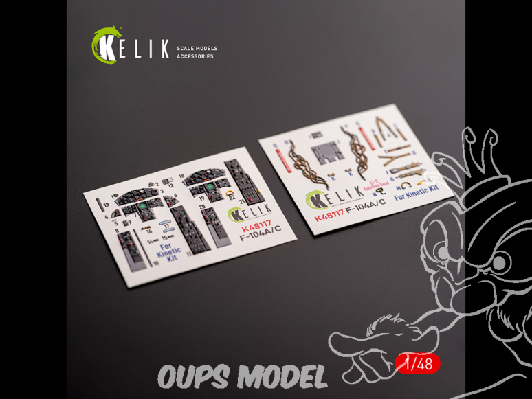 Kelik K48117 Autocollants 3D intérieurs du F-104 A/C pour kit Kinetic 1/48