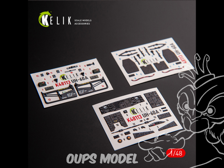 Kelik K481113 Autocollants 3D intérieurs UH-60A Black Hawk Type 1 pour kit ICM 1/48