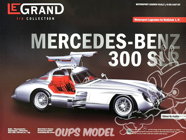 Le Grand maquette voiture LE105 Mercedes-Benz 300 SLR Uhlenhaut Coupé kit intérieur rouge 1/8