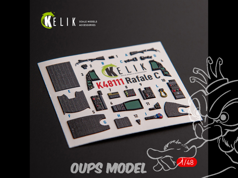 Kelik K48111 Autocollants 3D intérieurs Rafale C pour kit Academy ou Revell 1/48