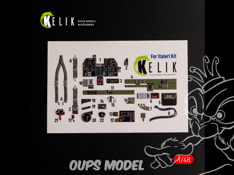 Kelik K48016 Autocollants 3D intérieurs Р-47D Thunderbolt pour kit Italeri et Academy 1/48