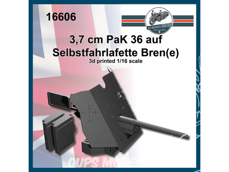 FC MODEL TREND accessoire résine 16606 Canon 3,7cm PaK 36 auf Selbstfahrlafette Bren(e) 1/16