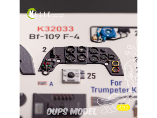 Kelik Decals 3D K32033 Autocollant 3D intérieur BF-109 F-4 pour kit Trumpeter 1/32