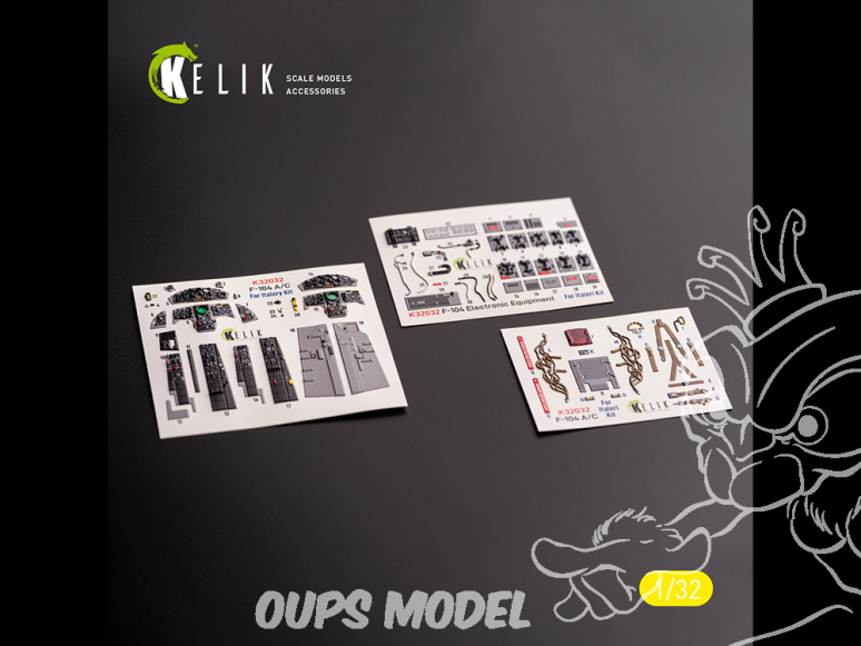 Kelik Decals 3D K32032 Autocollant 3D intérieur F-104 A/C pour kit Italeri 1/32