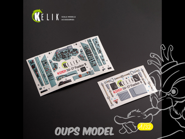 Kelik Decals 3D K32031 Autocollant 3D intérieur SU-27 pour kit Trumpeter 1/32