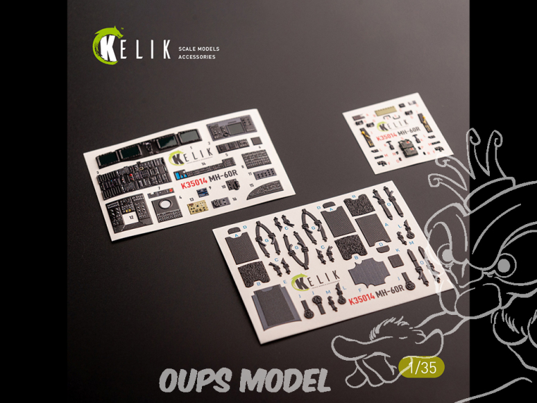 Kelik Decals 3D K35014 Autocollants 3D intérieurs MH-60R pour le kit Kitty Hawk 1/35