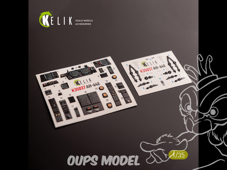 Kelik Decals 3D K35037 Autocollants 3D intérieurs AH-64E Apache pour le kit Takom 1/35
