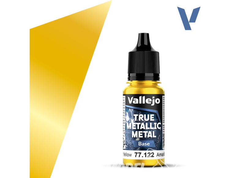 Vallejo Peinture True Metallic Metal 77122 Jaune éclatant Base 18ml