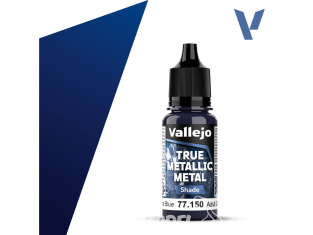 Vallejo Peinture True Metallic Metal 77150 Bleu outremer Shade 18ml