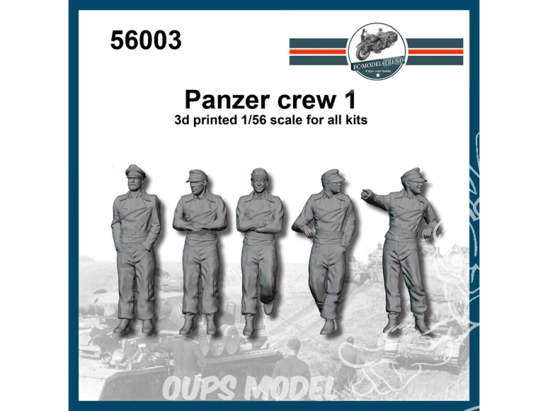 FC MODEL TREND figurine résine 56003 Equipage Panzer 1 WWII 1/56