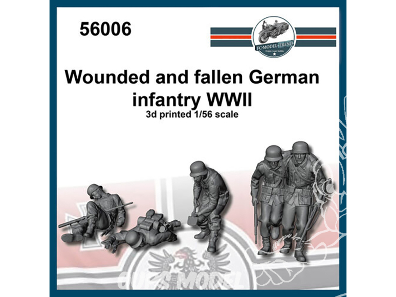 FC MODEL TREND figurine résine 56006 Infanterie Allemande blessée et tombée au combat WWII 1/56