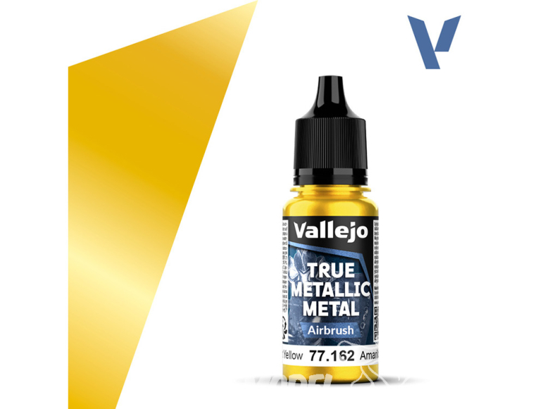 Vallejo Peinture True Metallic Metal 77162 Jaune éclatant Aerographe 18ml