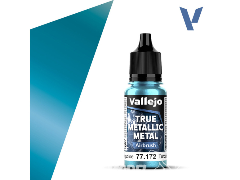 Vallejo Peinture True Metallic Metal 77172 Turquoise hydre Aerographe 18ml