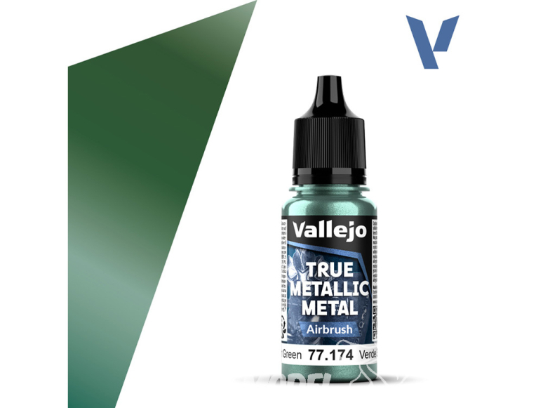 Vallejo Peinture True Metallic Metal 77174 Vert ombre Aerographe 18ml