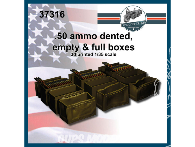 FC MODEL TREND accessoire résine 37316 Caisses de munitions calibre .50 pleines - vides et endommagées 1/35