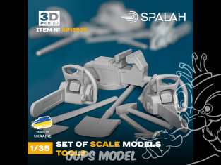 Spalah SP15935 Outils&nbsp;: pelle, étau, tronçonneuse avec et sans carter, marteau, masse et une hache 1/35