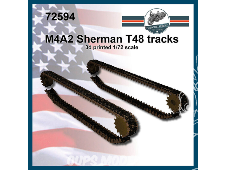 FC MODEL TREND accessoire résine 72594 Chenilles M4A2 Sherman T48 1/72