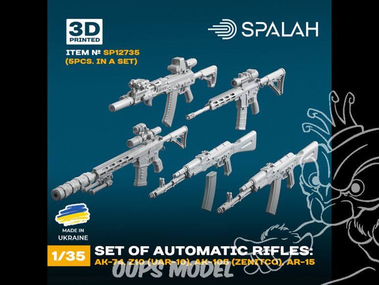 Spalah SP12735 Fusils automatiques AK-74, AK-74 sans chargeur Z10 (UAR-10) AK-105 (ZENITCO) AR-15 1/35