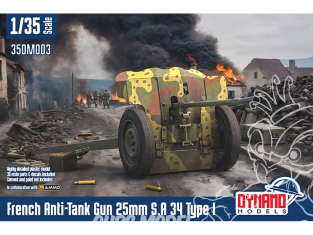 Dynamo models maquette militaire 35DM003 Canon Antichar Français 25mm S.A. 34 Type I Version Standard 1/35