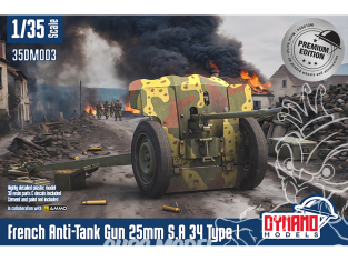 Dynamo models maquette militaire 35DM003P Canon Antichar Français 25mm SA 34 Type I Version Premium 1/35