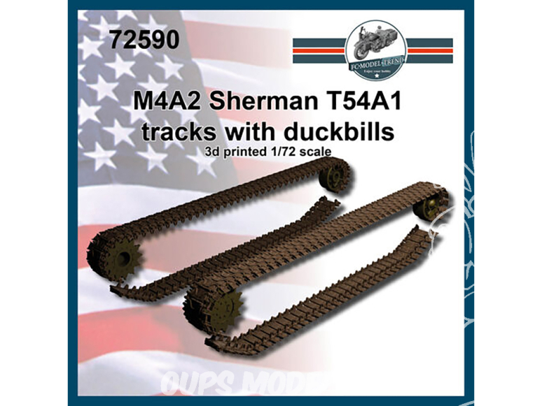 FC MODEL TREND accessoire résine 72590 Chenilles M4A2 Sherman T54A1 avec Duckbills 1/72