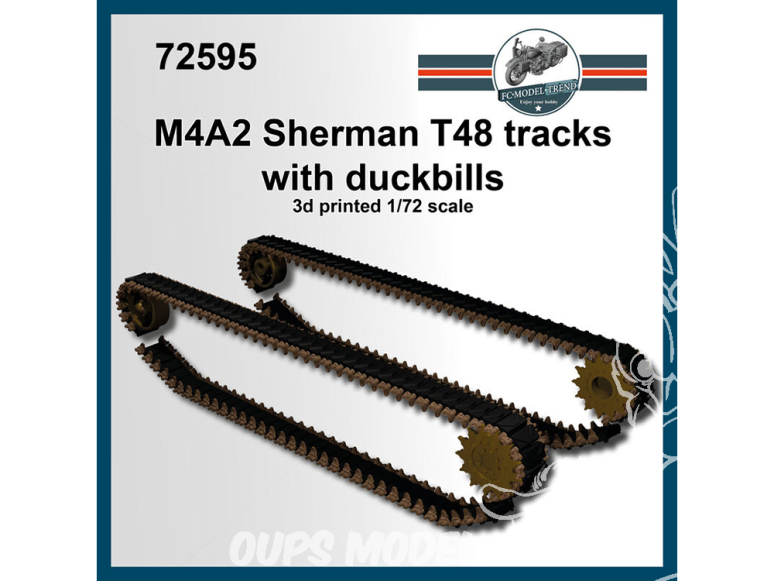 FC MODEL TREND accessoire résine 72595 Chenilles T48 avec Duckbills M4A2 Sherman 1/72