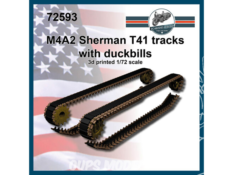 FC MODEL TREND accessoire résine 72593 Chenilles T41 avec Duckbills M4A2 Sherman 1/72