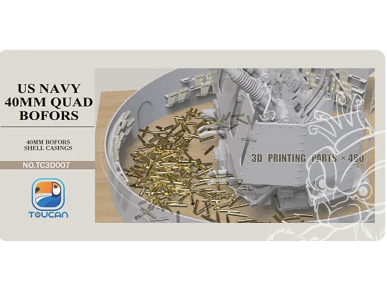 Toucan kit TC3D007 480 Douilles de 40 mm Bofors quadruples de l'US Navy Resine 1/35
