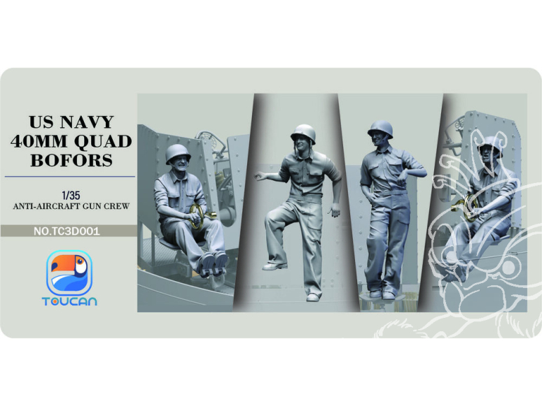 Toucan kit TC3D001 Équipage canon antiaérien quadruple Bofors de 40 mm de l'US Navy 1/35