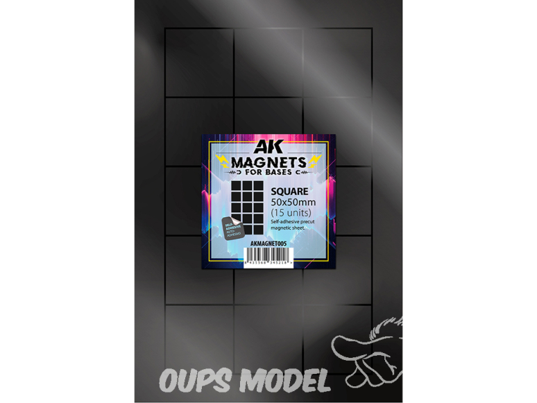 AK interactive outillage akMagnet005 Aimant carré pour socles 50 x 50 mm, lot de 15.
