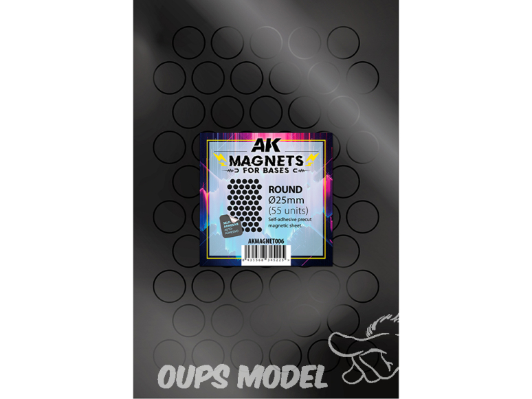 AK interactive outillage akMagnet006 Aimant rond pour socles Ø25 mm 55 unités