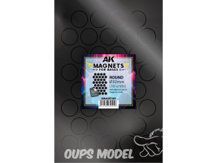 AK interactive outillage akMagnet009 Aimants ronds pour socles Ø32 mm 36 unités