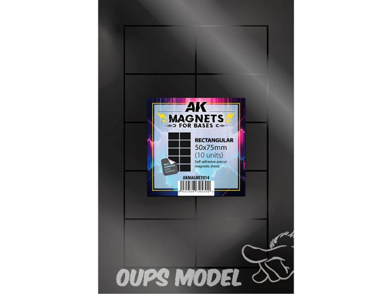 AK interactive outillage akMagnet014 Aimant rectangulaire pour socles 50 x 75 mm, lot de 10.