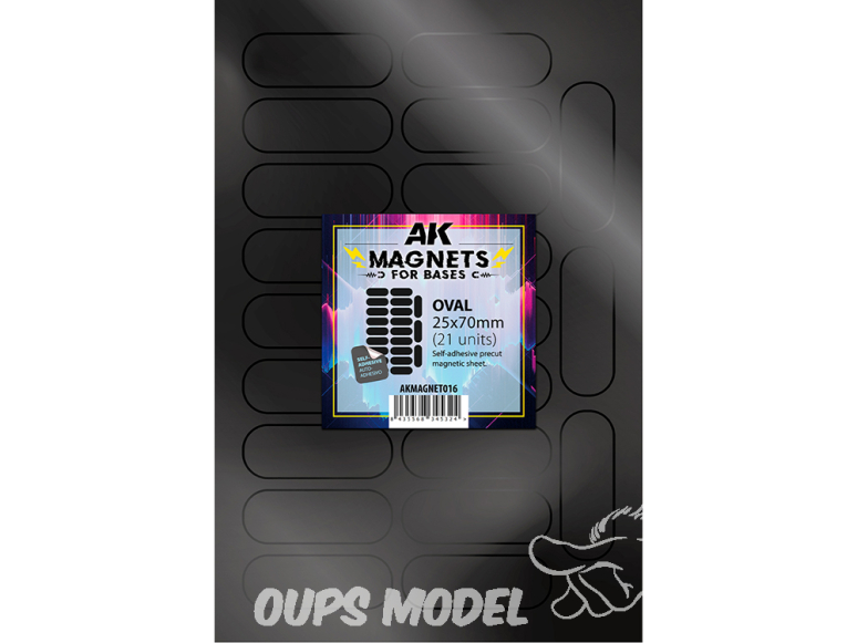 AK interactive outillage akMagnet016 Aimant ovale pour socles 25 x 70 mm 21 unités