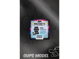 AK interactive outillage akMagnet018 Aimant ovale pour socles 75 x 42 mm 14 unités