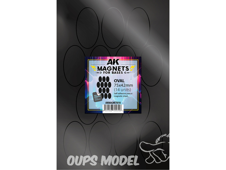 AK interactive outillage akMagnet018 Aimant ovale pour socles 75 x 42 mm 14 unités