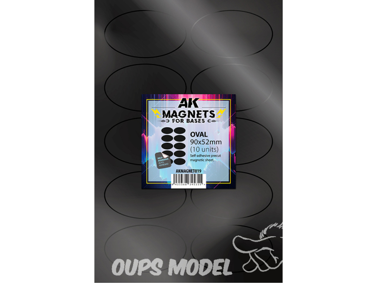 AK interactive outillage akMagnet019 Aimant ovale pour socles 90 x 52 mm, lot de 10.
