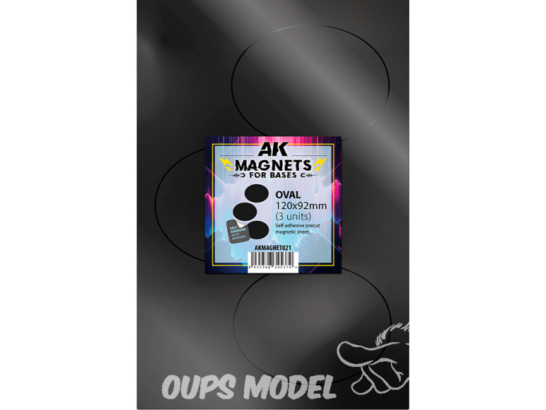 AK interactive outillage akMagnet021 Aimant ovale pour socles 120 x 92 mm 3 unités
