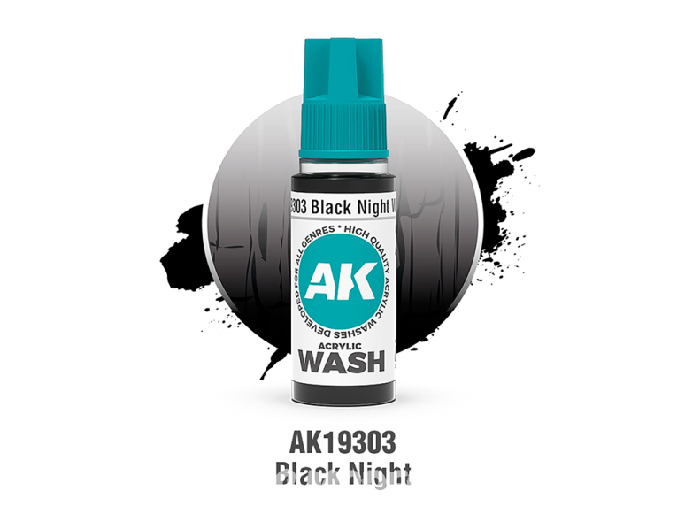 Ak interactive peinture AK19303 ACRYLIC WASH NUIT NOIRE 18ml