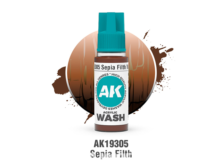 Ak interactive peinture AK19305 ACRYLIC WASH SALETÉ SÉPIA 18ml