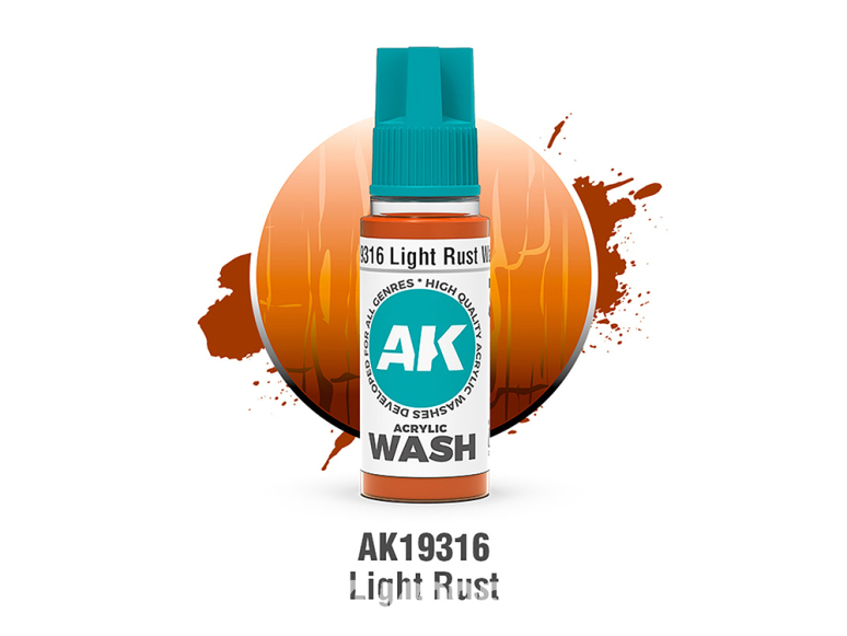 Ak interactive peinture AK19316 ACRYLIC WASH LÉGÈRE ROUILLE 18ml